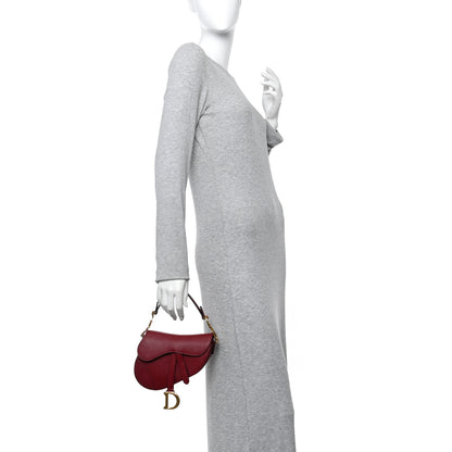 Christian Dior Grained Calfskin Mini Saddle Bag Red 2 of 10