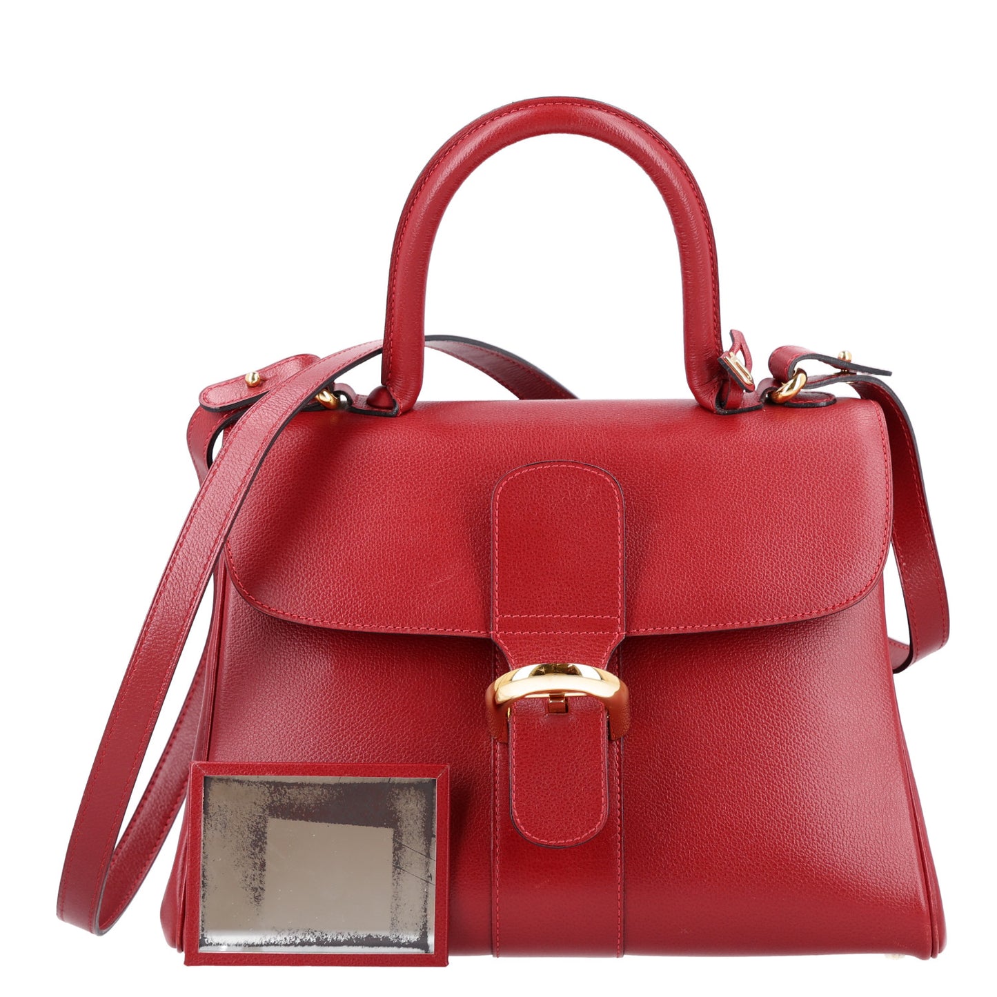 Grained Calfskin MM Brillant Satchel Red