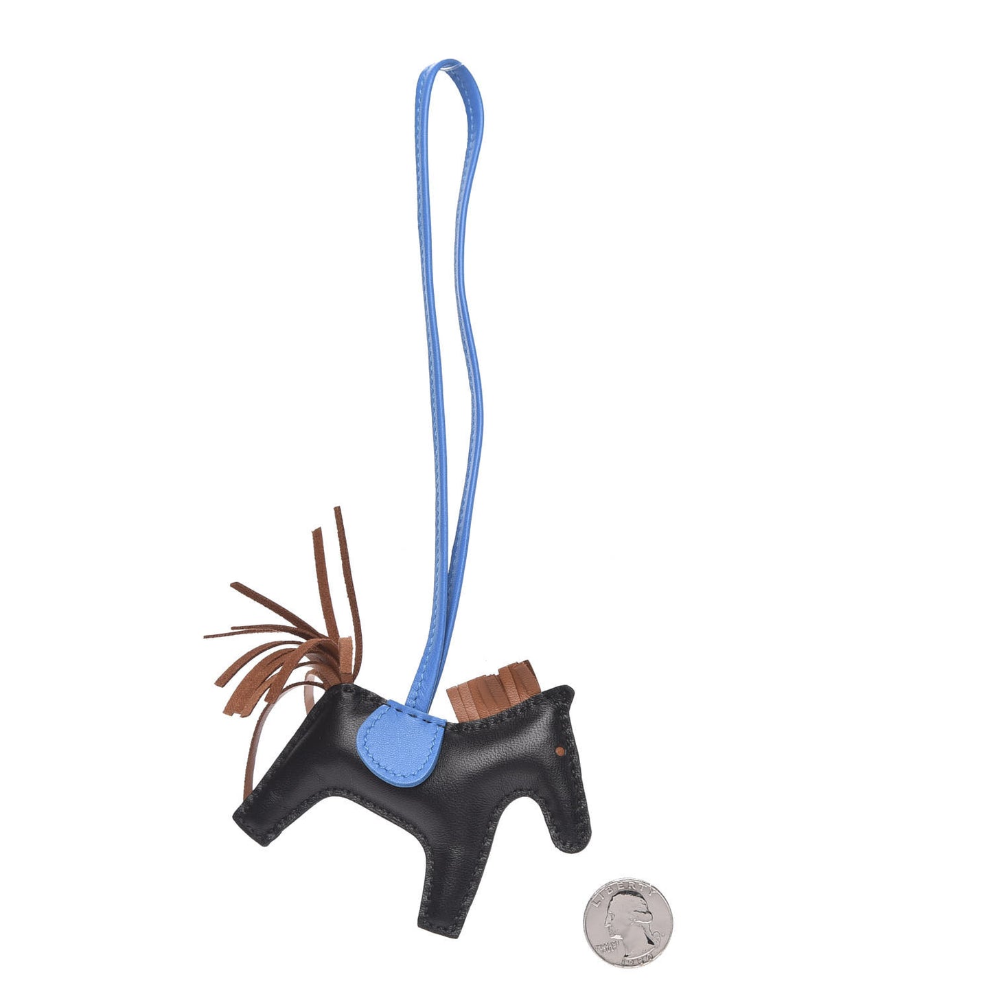 Milo Lambskin Grigri Rodeo Horse Bag Charm PM Black Gold Bleu Zanzibar