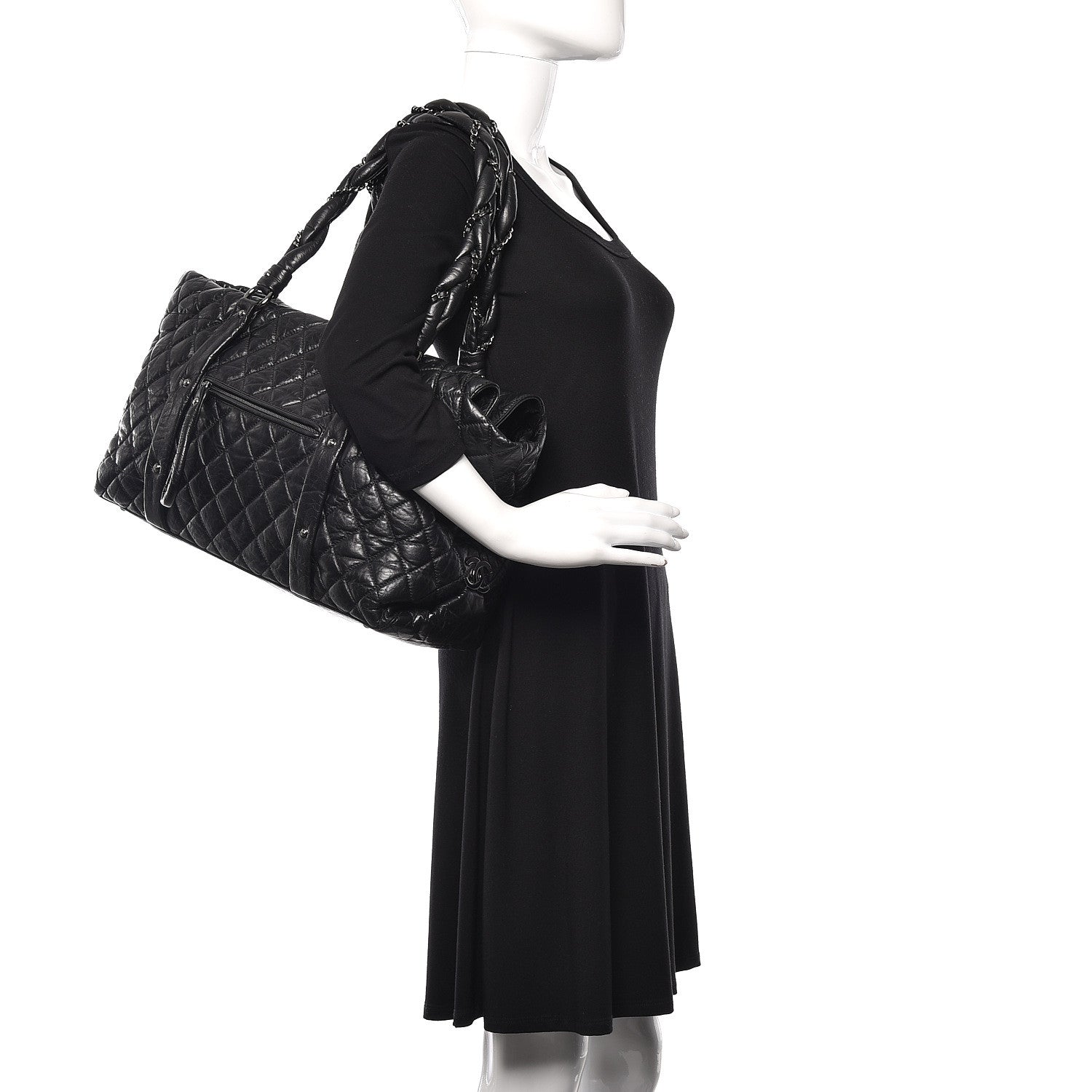 Chanel Distressed Lambskin Vintage Ligne Lady Braid XL Tote Black 2 of 12