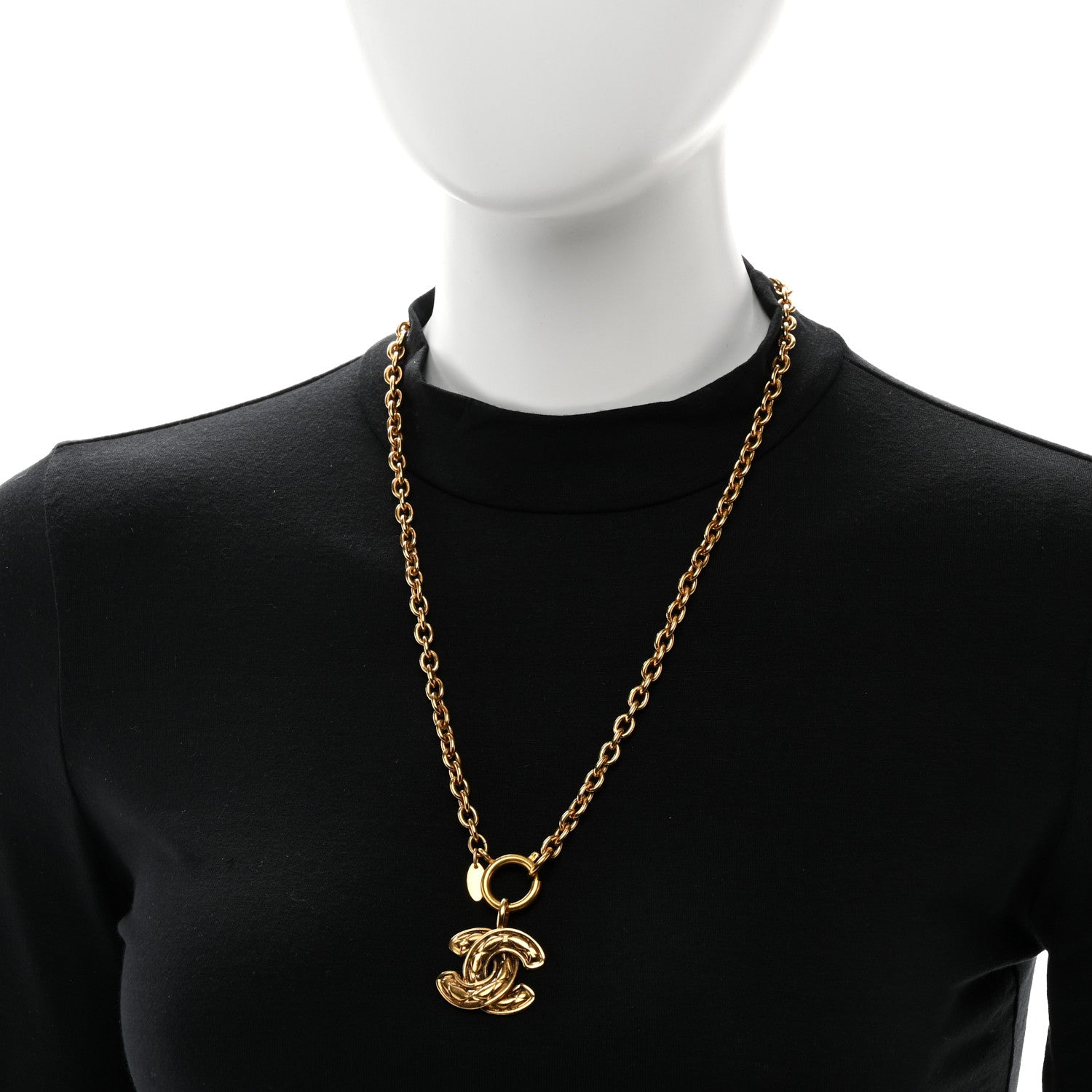 Chanel Metal Quilted CC Long Necklace Gold 2 of 4