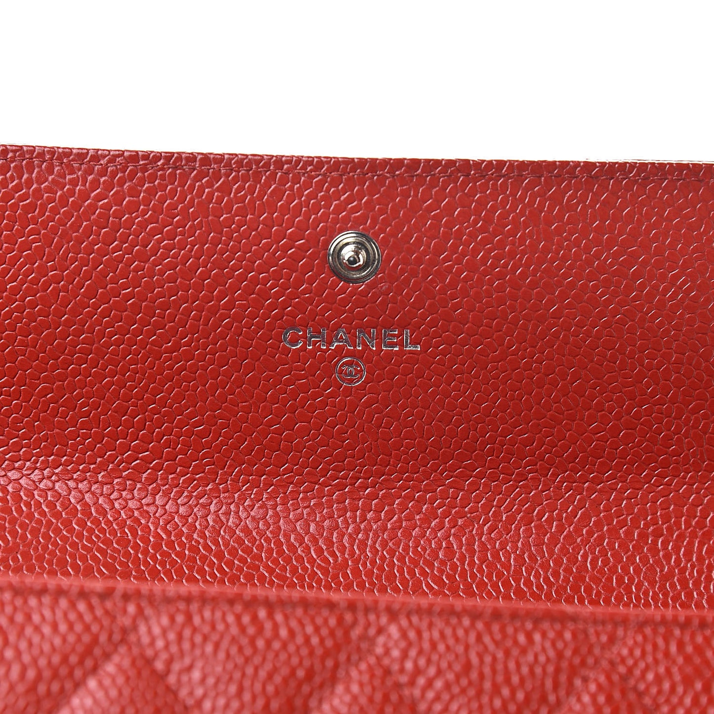 Caviar Quilted Large Gusset Flap Wallet Red