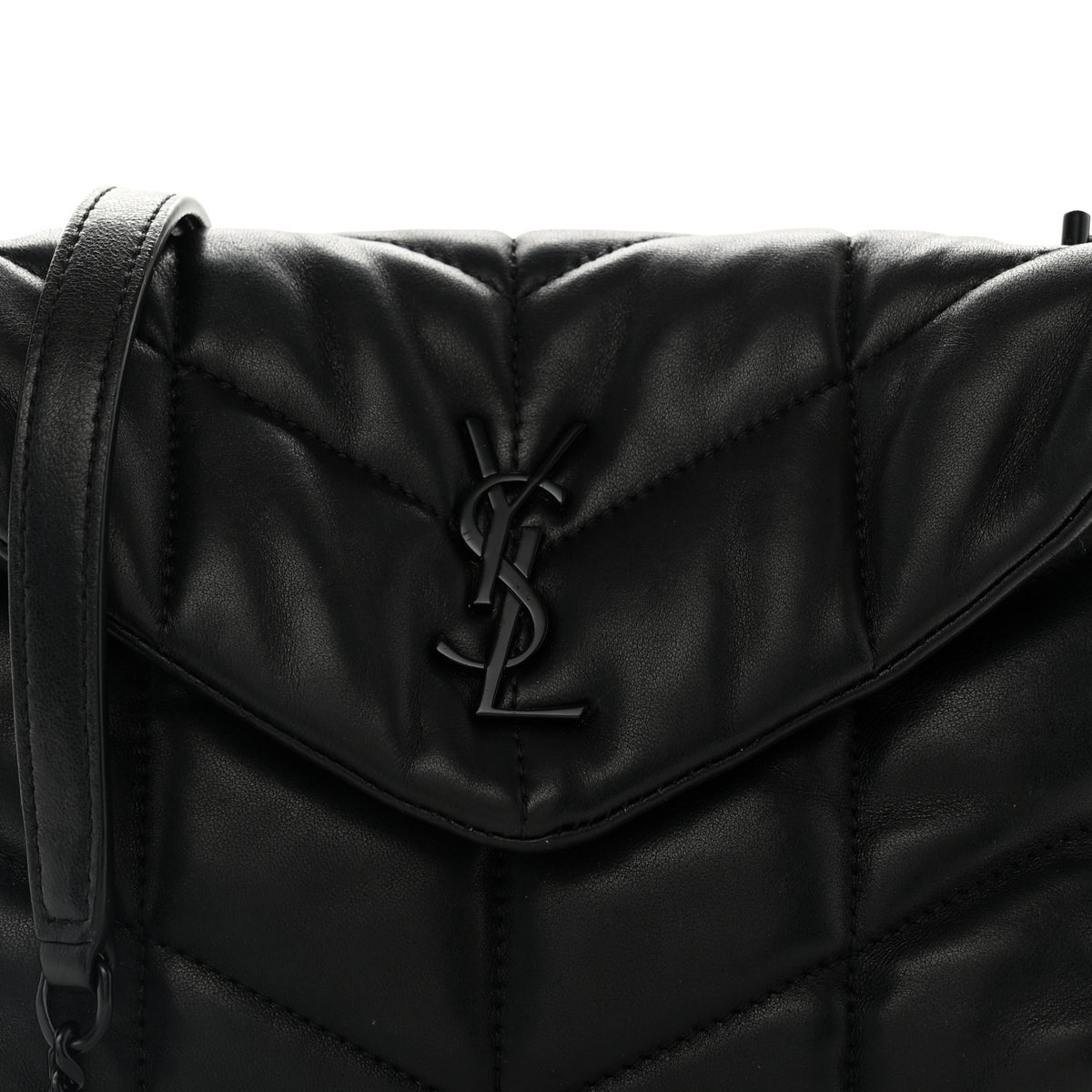 Lambskin Quilted Toy Loulou Puffer Monogram Monochrome Chain Satchel Black