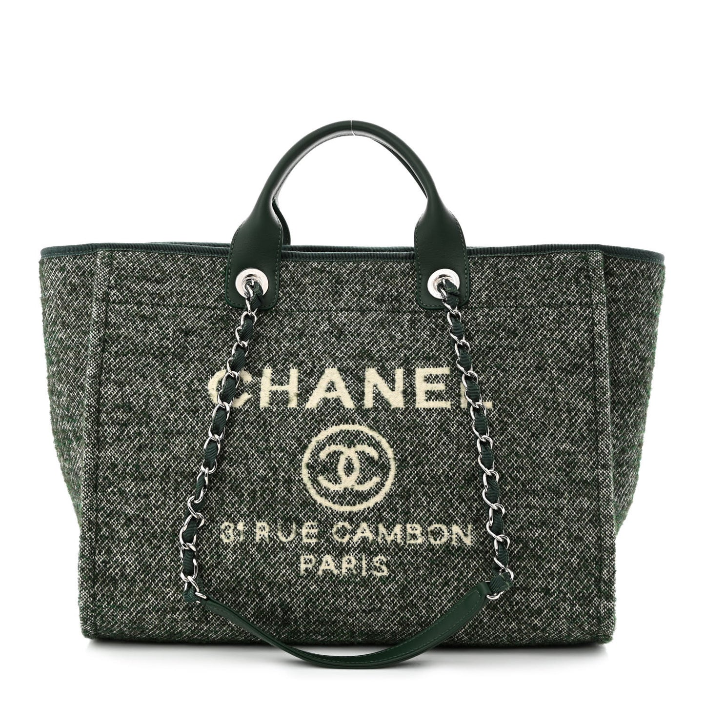 Mixed Fibers Calfskin Medium Deauville Tote Green
