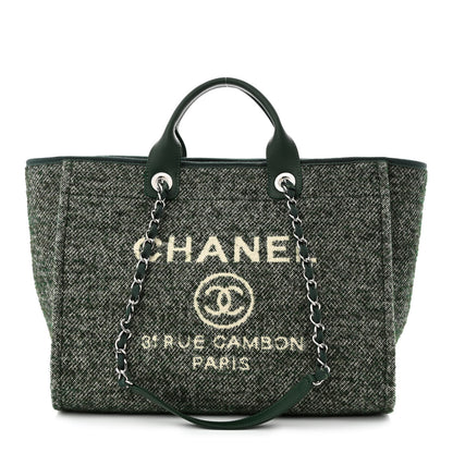 Chanel Mixed Fibers Calfskin Medium Deauville Tote Green 1 of 9