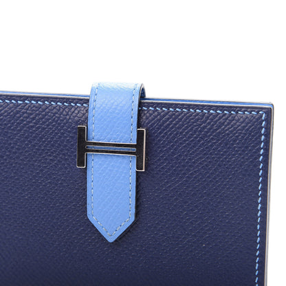 Hermes Epsom Bi Color Bearn Card Holder Wallet Paradise Bleu Sapphire 9 of 9