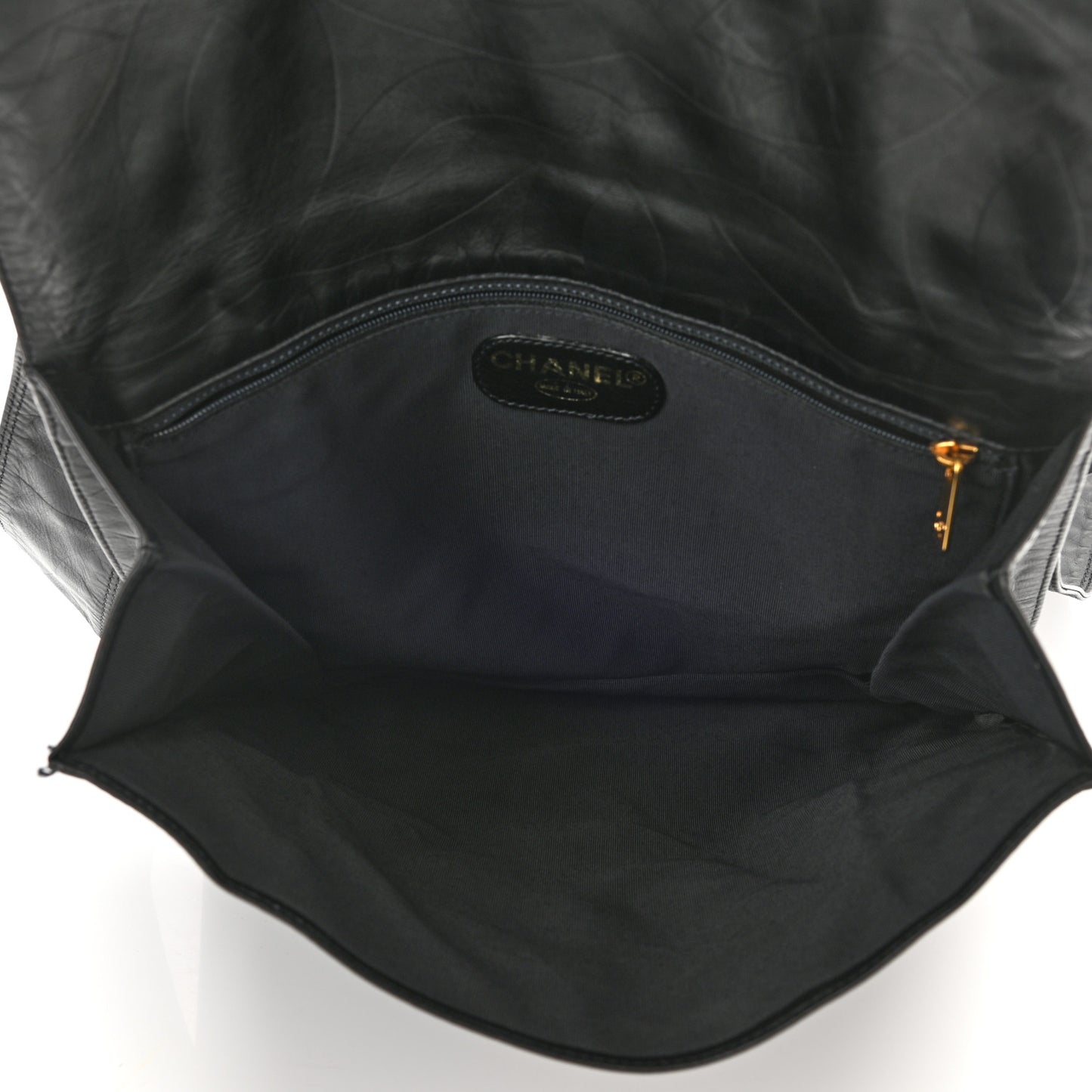 Calfskin Embossed CC Messenger Bag Black