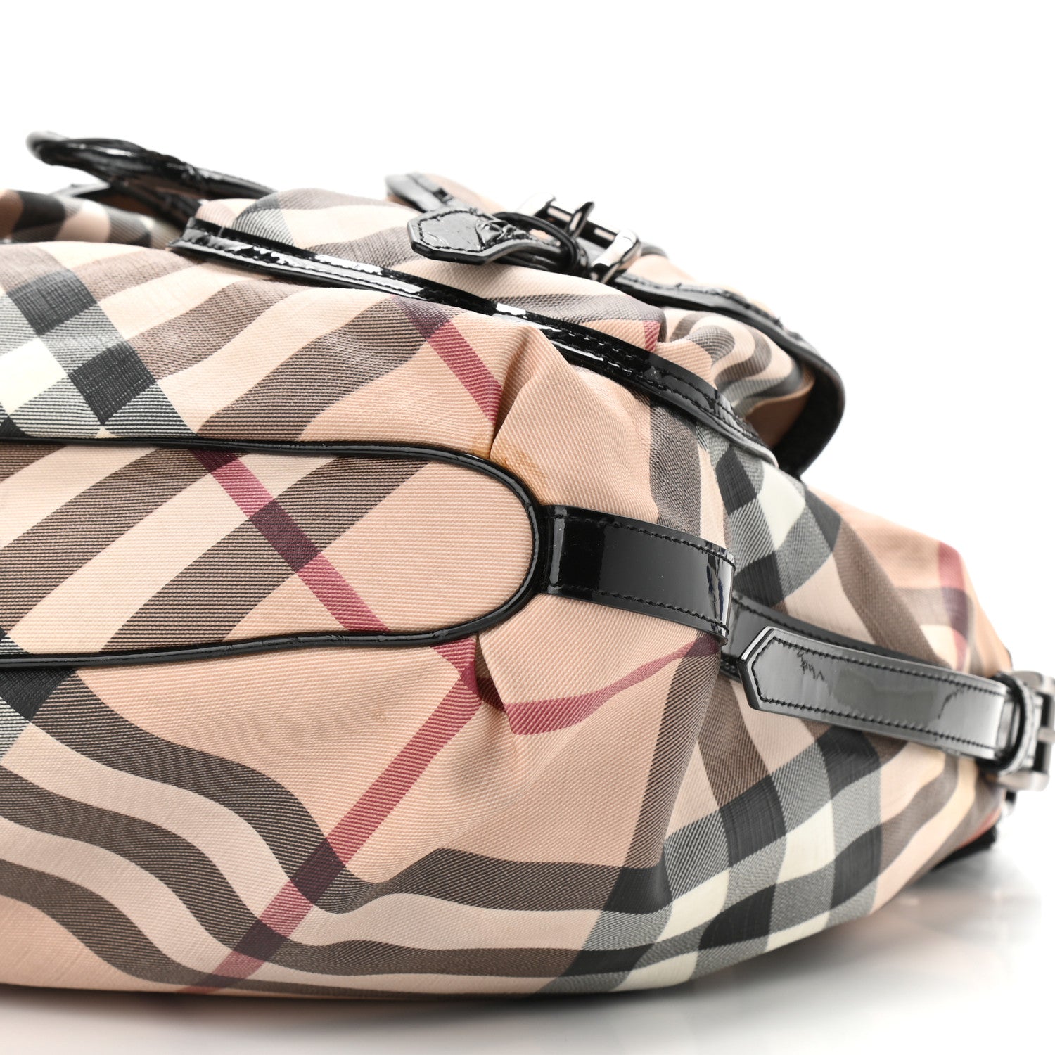 Burberry Patent Supernova Check Drawstring Hobo 9 of 15