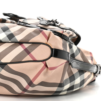 Burberry Patent Supernova Check Drawstring Hobo 9 of 15