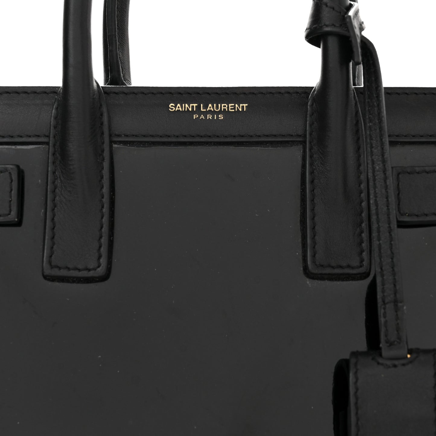 Patent Calfskin Nano Sac de Jour Black