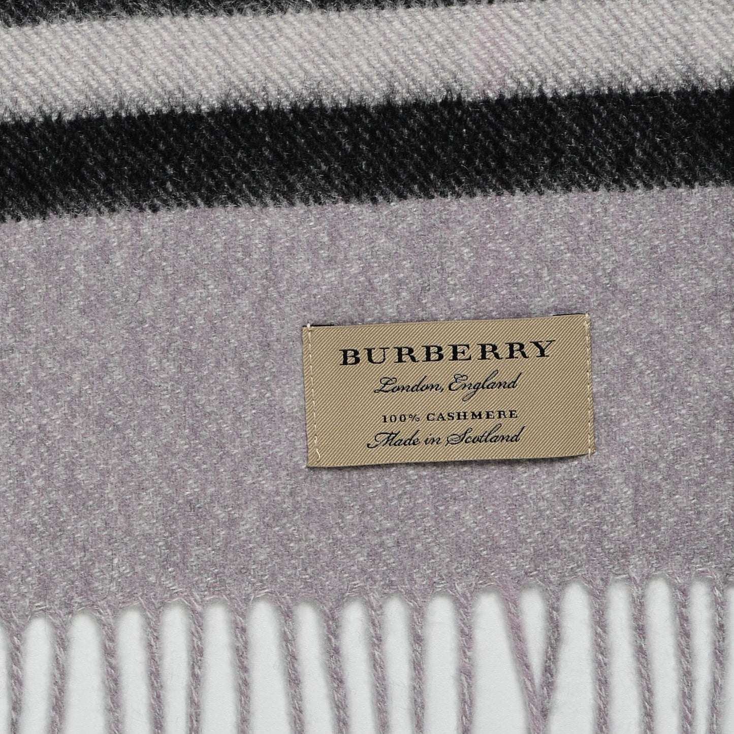 Cashmere Giant Check Fringe Scarf Dusty Lilac