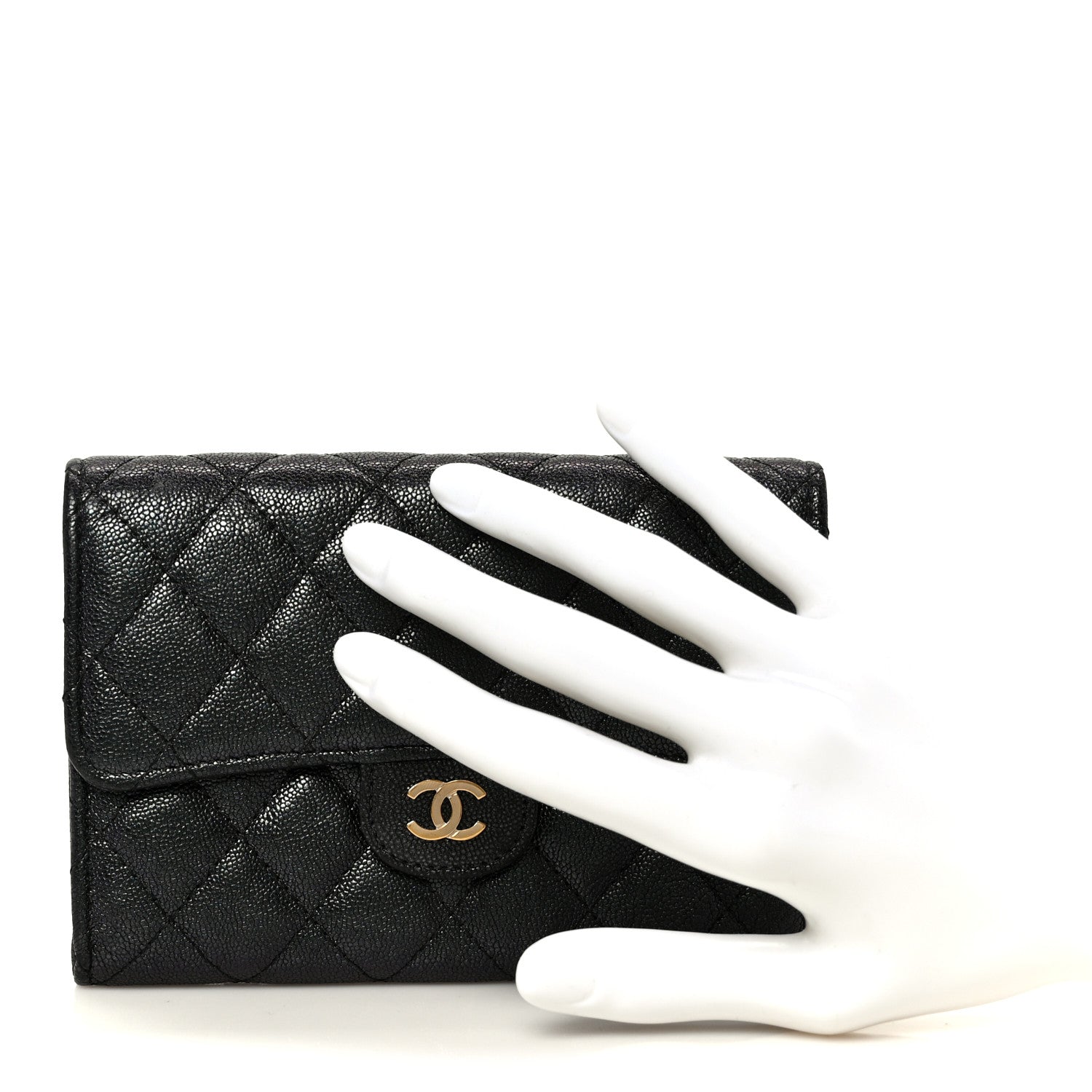 Chanel Iridescent Caviar Quilted Medium Flap Wallet Black 2 of 10