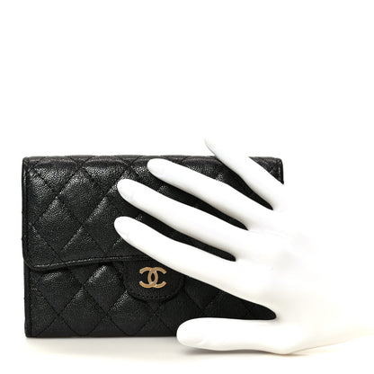 Chanel Iridescent Caviar Quilted Medium Flap Wallet Black 2 of 10