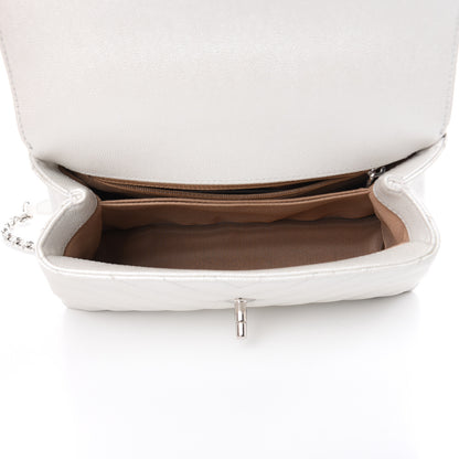Chanel Iridescent Caviar Chevron Quilted Mini Coco Handle Flap White 5 of 11