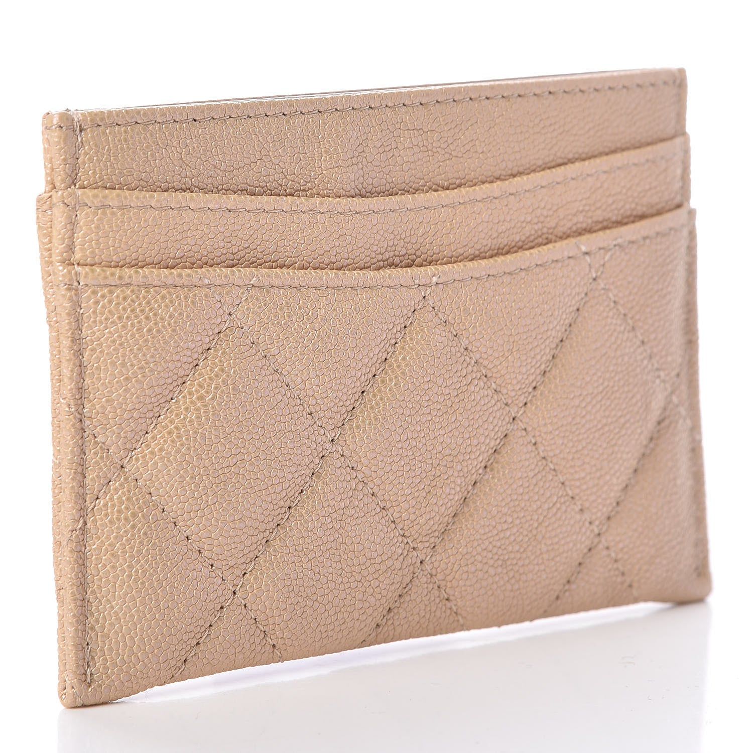 Chanel Iridescent Caviar Quilted Card Holder Beige 3 of 8