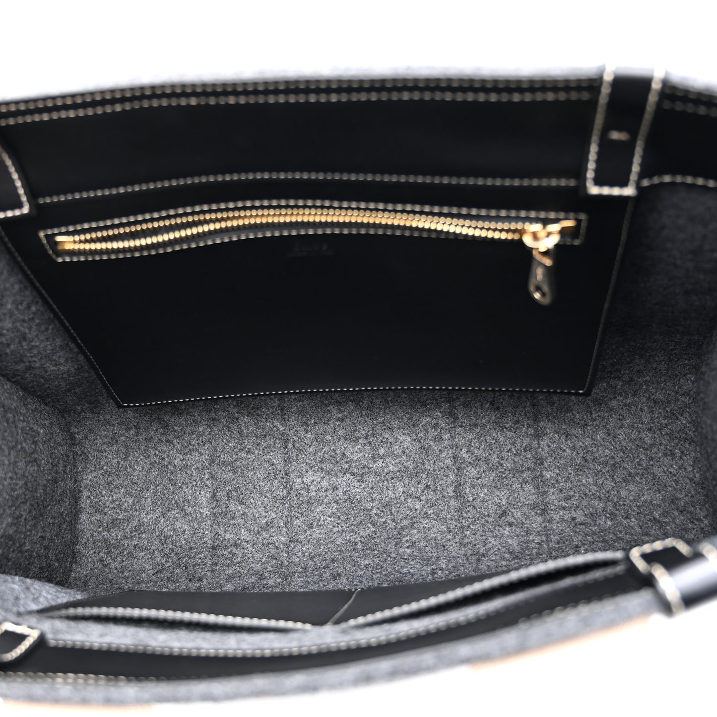 Felt Shiny Calfskin Medium Woody Ribbon Tote Cashmere Gray