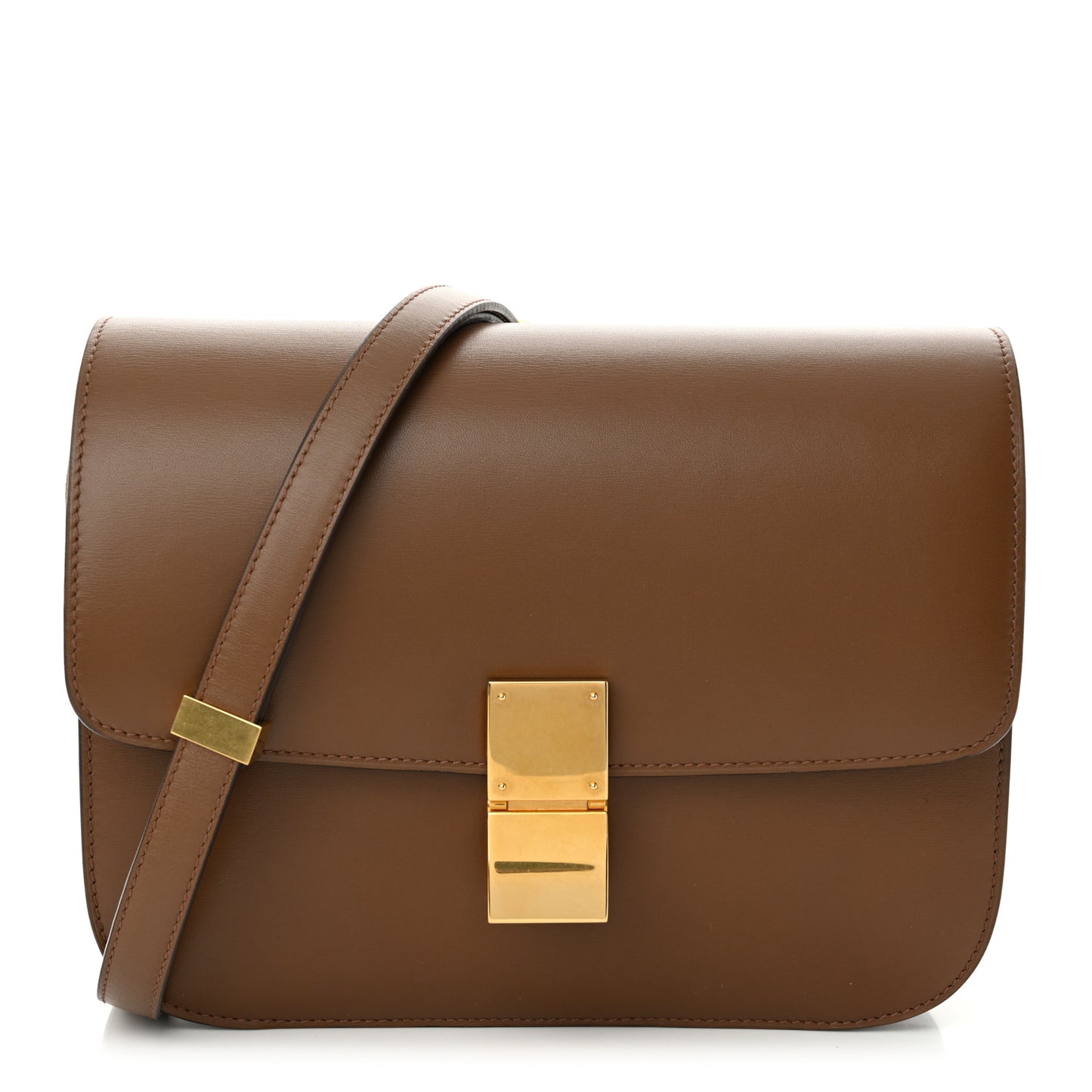 Box Calfskin Medium Classic Box Flap Bag Camel