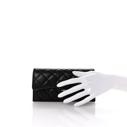 Chanel Caviar Quilted Large Gusset Flap Wallet Black 2 of 8