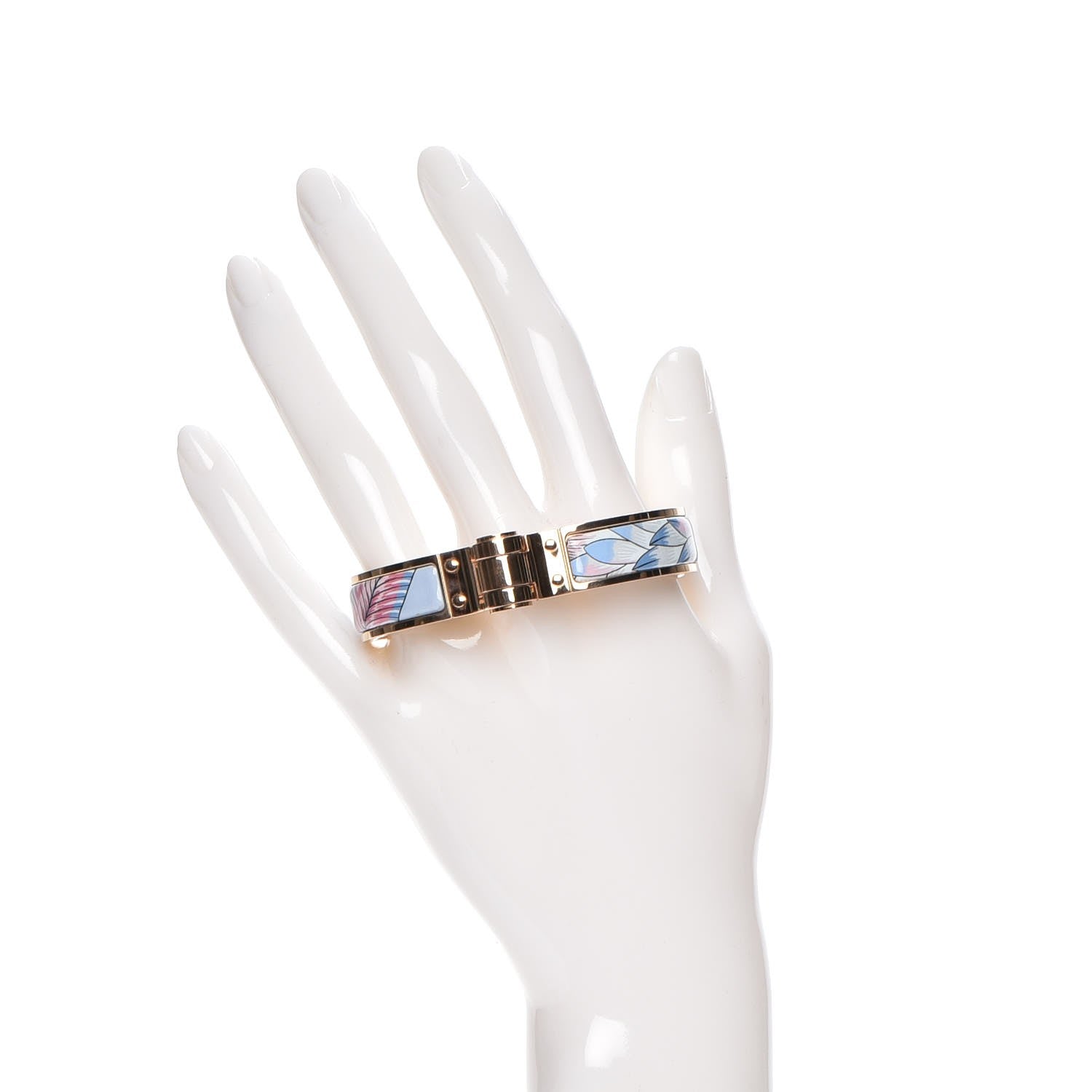 Hermes Enamel Printed Narrow Savana Dance Hinged Bracelet S Arts And Crafts 2 of 6