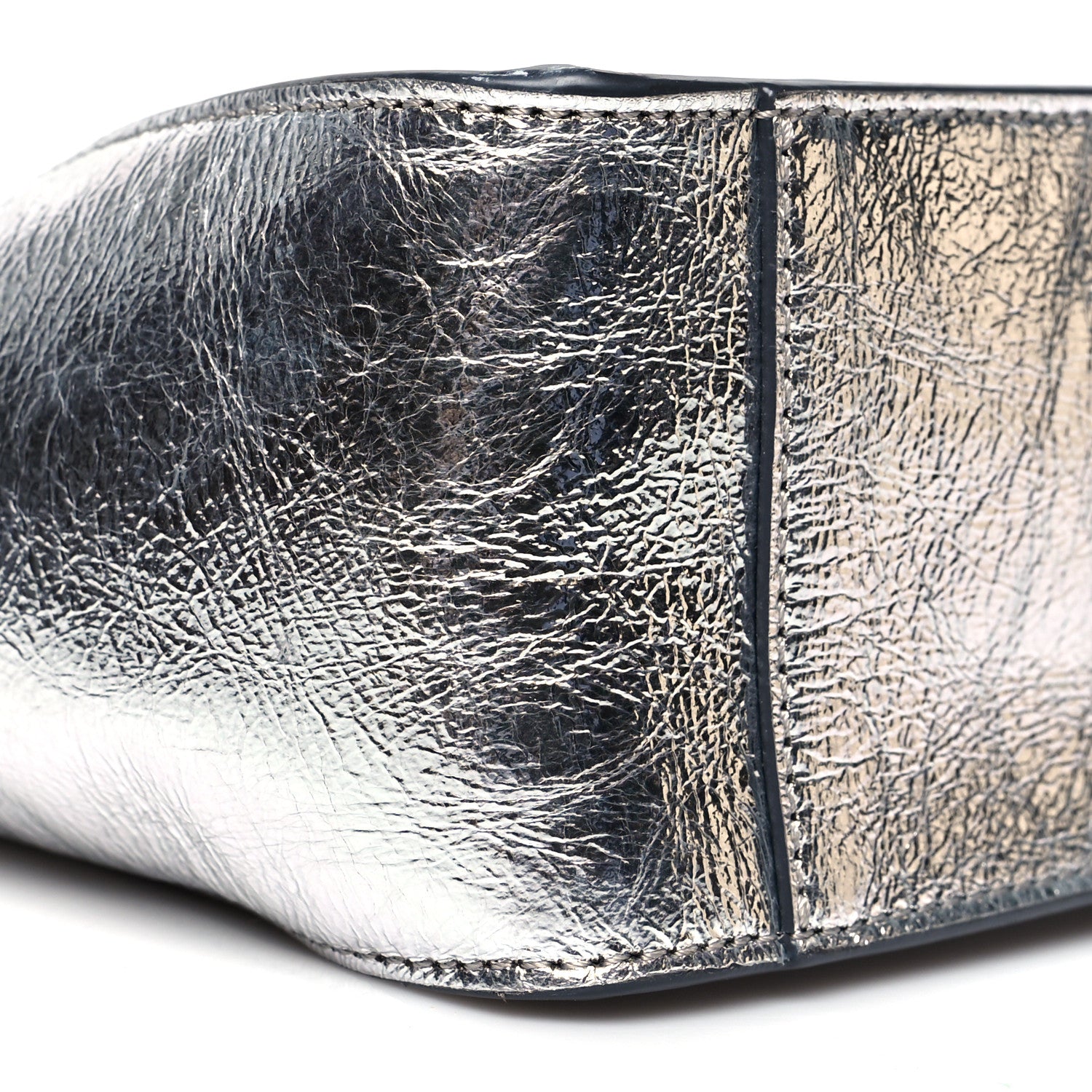 Stella McCartney Metallic Eco Alter Nappa Embroidered Logo Stonewall Crossbody Bag Silver 7 of 8