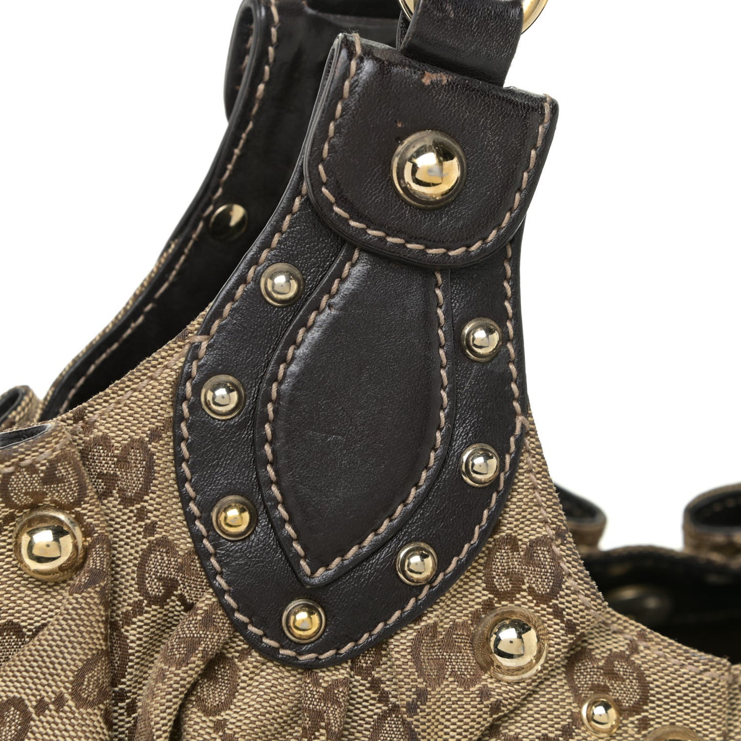 Monogram Studded Pelham Tote Dark Brown