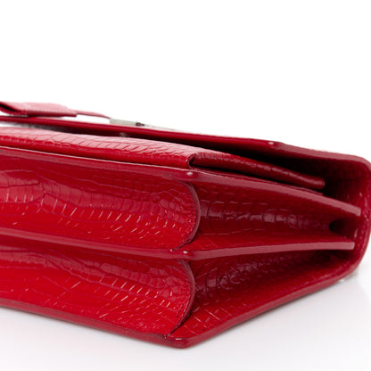 Saint Laurent Calfskin Crocodile Embossed Medium Monogram Sunset Rouge Eros 12 of 12