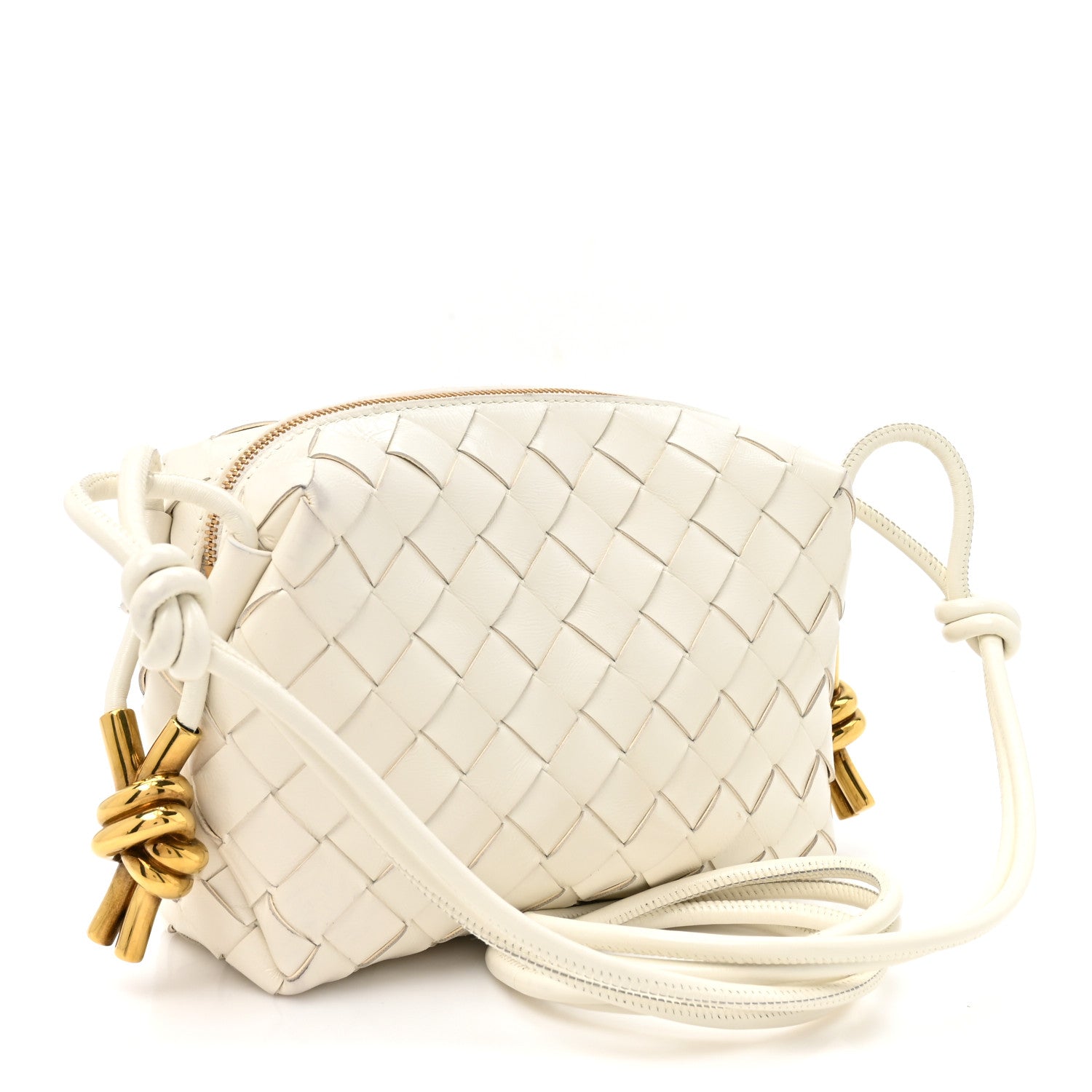 Bottega Veneta Polished Nappa Intrecciato Metal Knots Mini Loop Camera Bag Bone 3 of 9