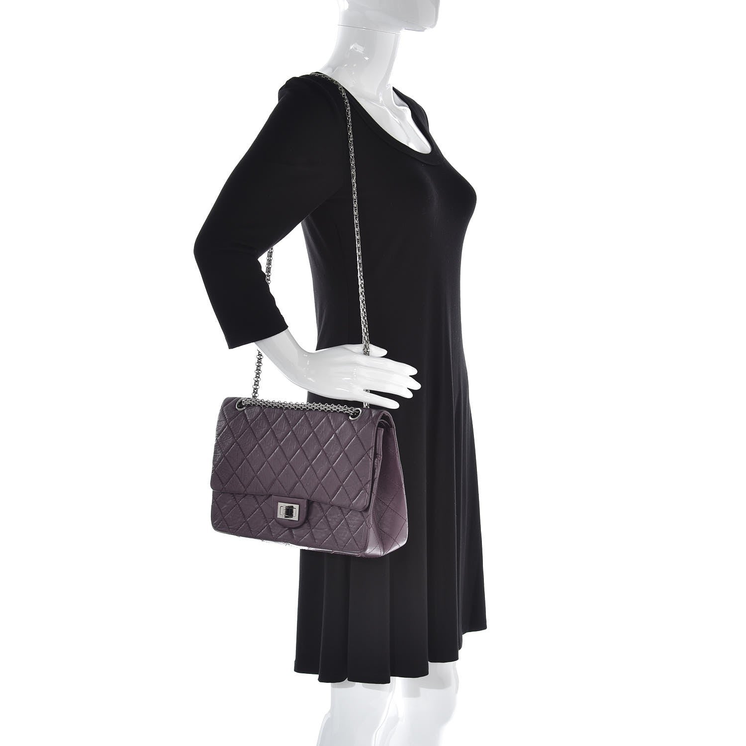 Chanel Metallic Calfskin Quilted 2.55 Reissue 227 Flap Plum 2 of 7