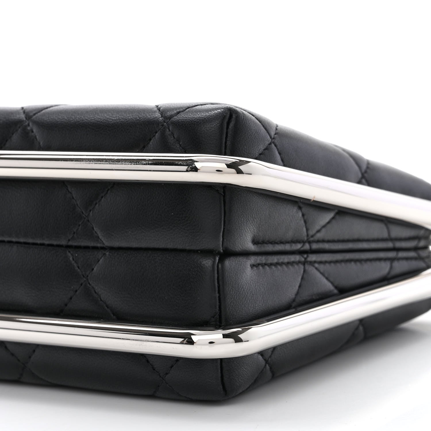 Chanel Quilted Lambskin Metal Bar Clutch Bag Black 10 of 12