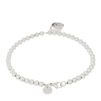 Tiffany Sterling Silver Enamel 4mm Return To Tiffany Heart Tag Bead Bracelet Blue 2 of 5