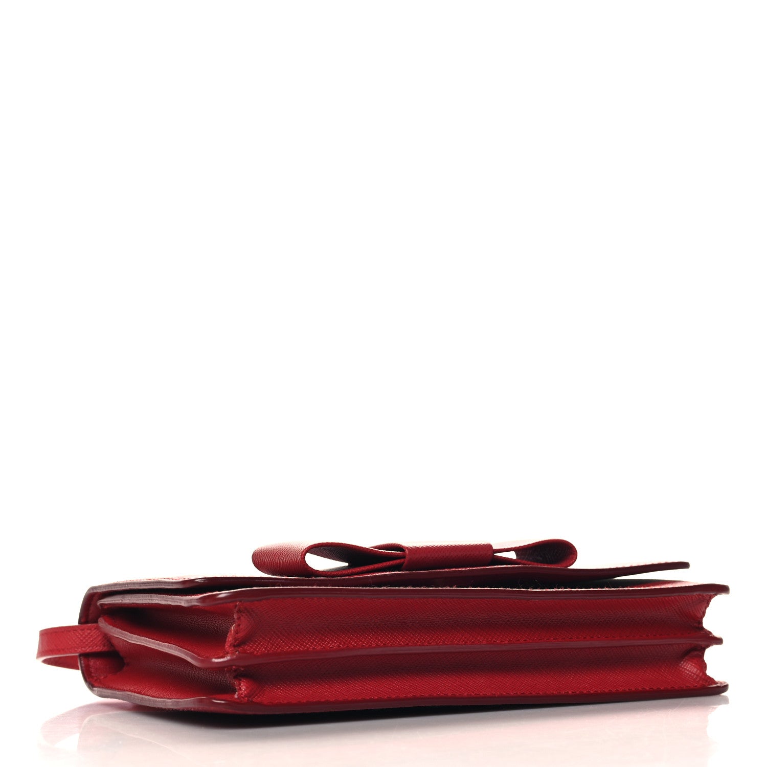 Prada Saffiano Fiocco Bow Flap Wallet Fuoco 4 of 13