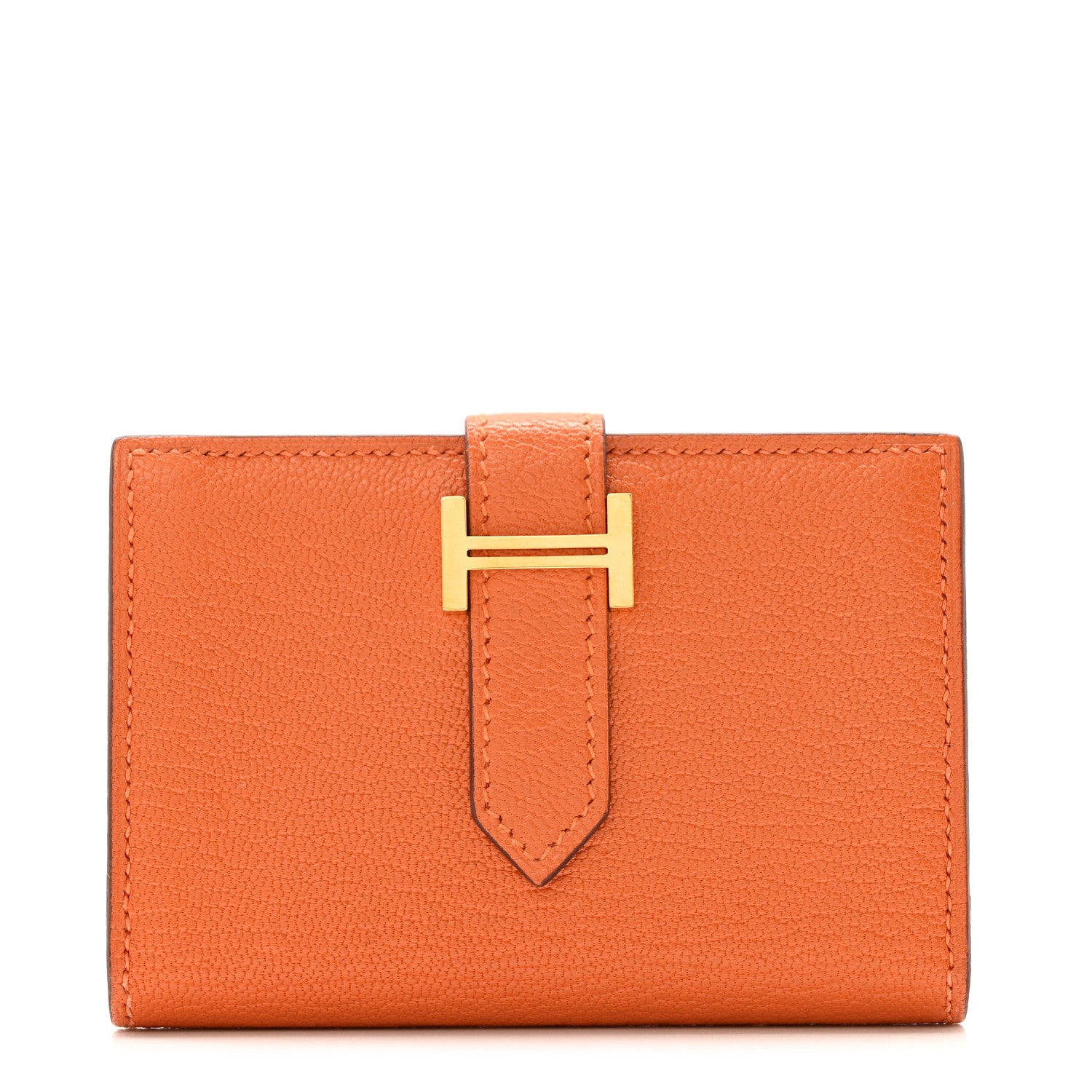 Hermes Chevre Mysore Bearn Card Holder Wallet Orange 1 of 10