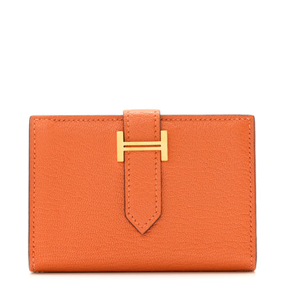 Hermes Chevre Mysore Bearn Card Holder Wallet Orange 1 of 10