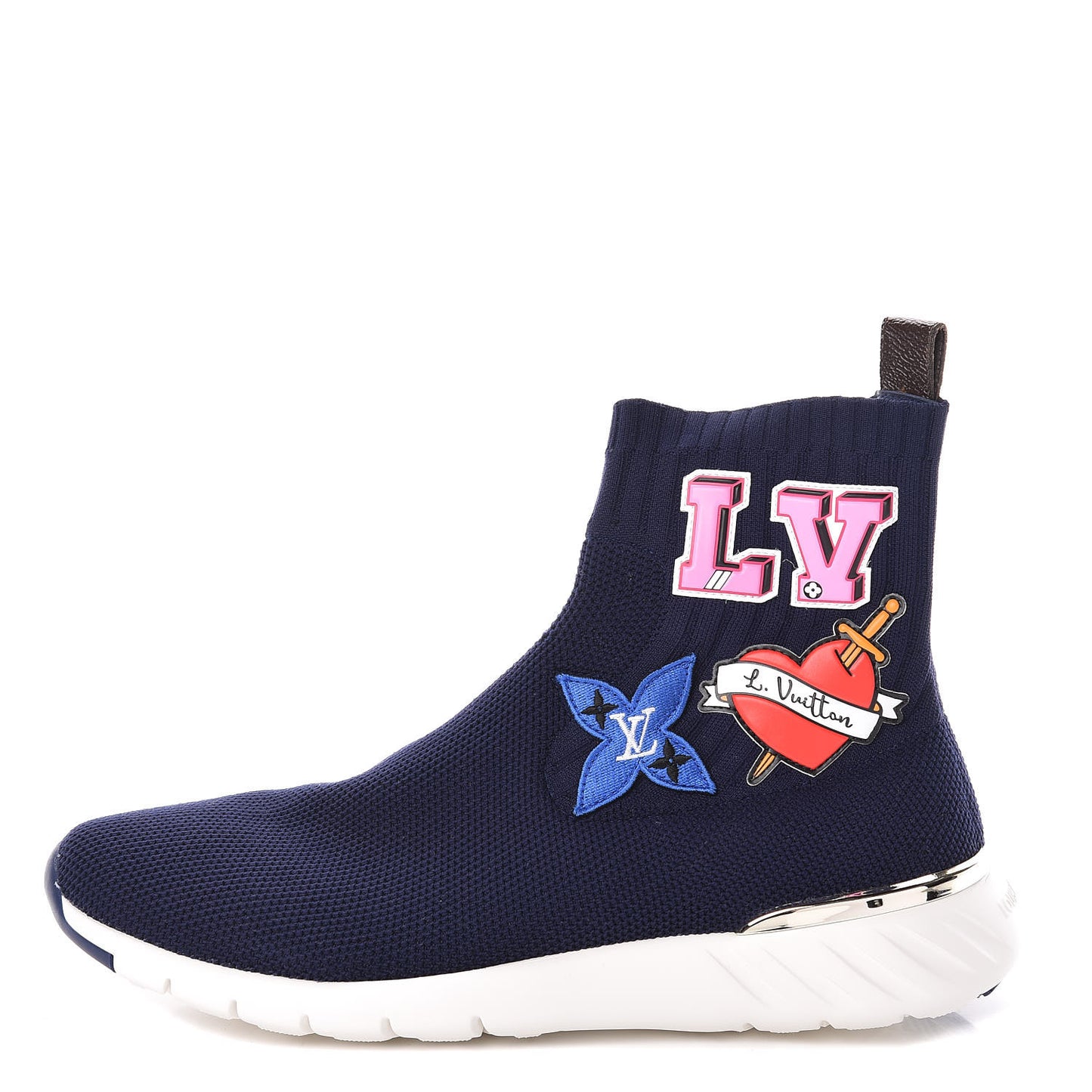 Stretch Fabric LV Black Heart Sock Sneaker 39.5 Marine