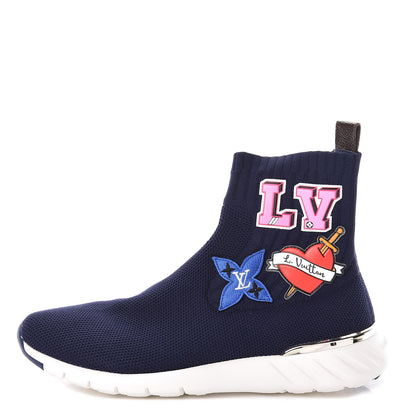 Louis Vuitton Stretch Fabric LV Black Heart Sock Sneaker 39.5 Marine 1 of 9