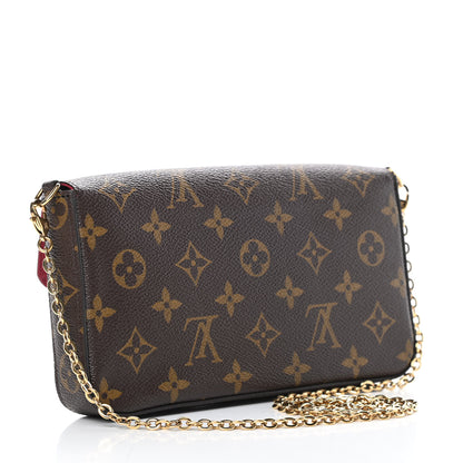 Louis Vuitton Monogram Pochette Felicie Chain Wallet Fuchsia 4 of 16