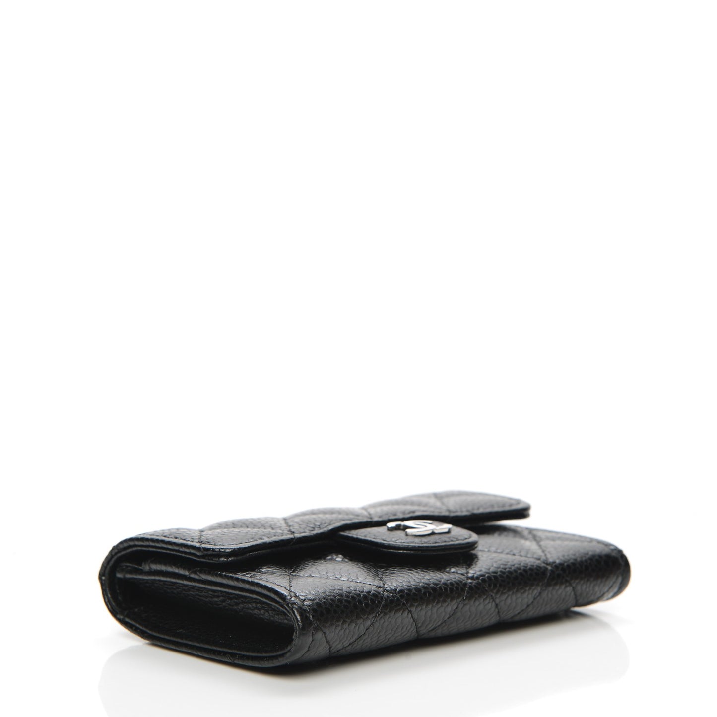 Caviar Quilted Flap Card Holder Black