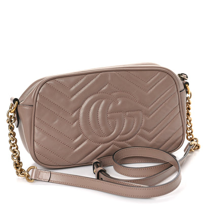Gucci Calfskin Matelasse Small GG Marmont Chain Shoulder Bag Porcelain Rose 3 of 9