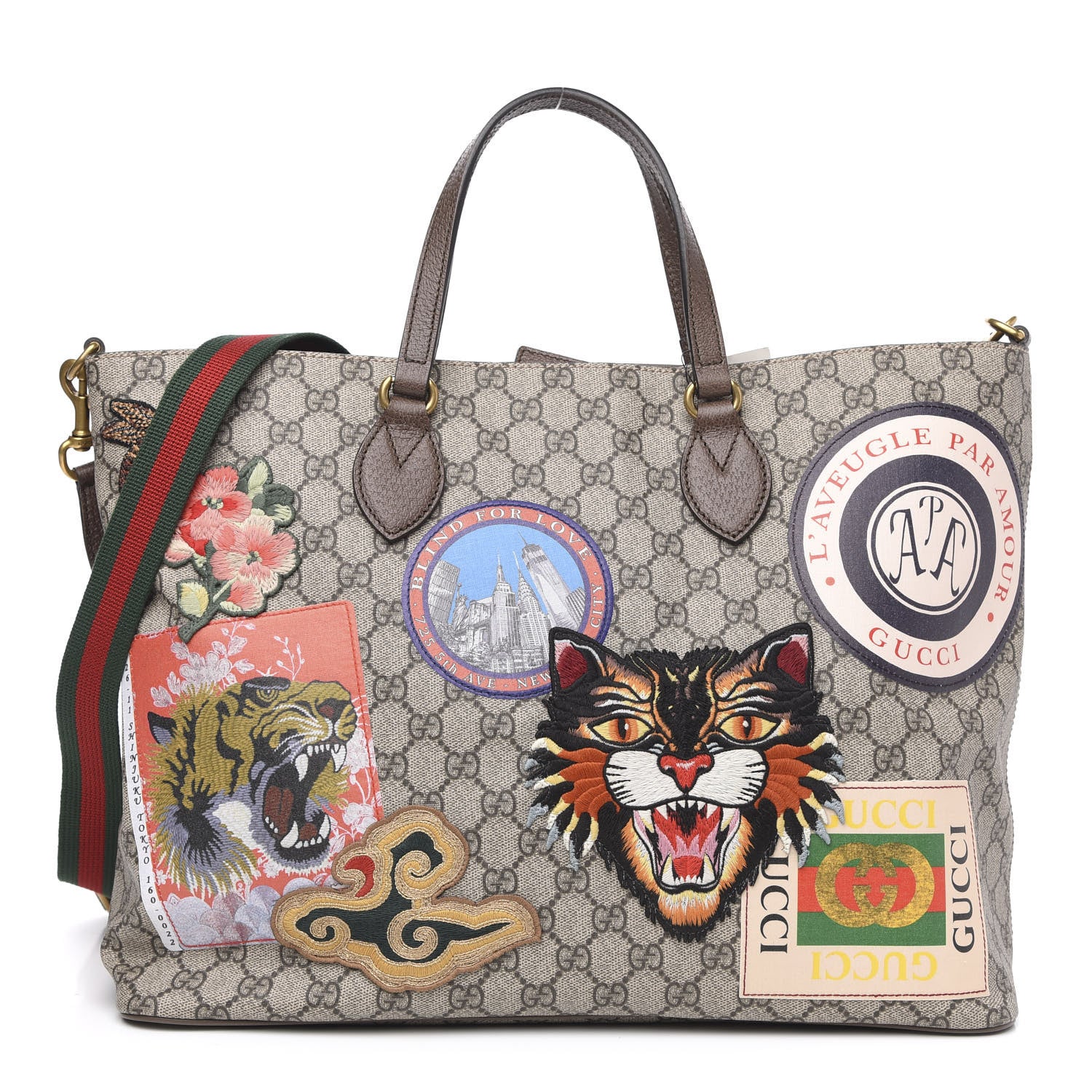 Gucci Soft GG Supreme Monogram Courrier Medium Crossbody Tote Beige New Acero 1 of 10