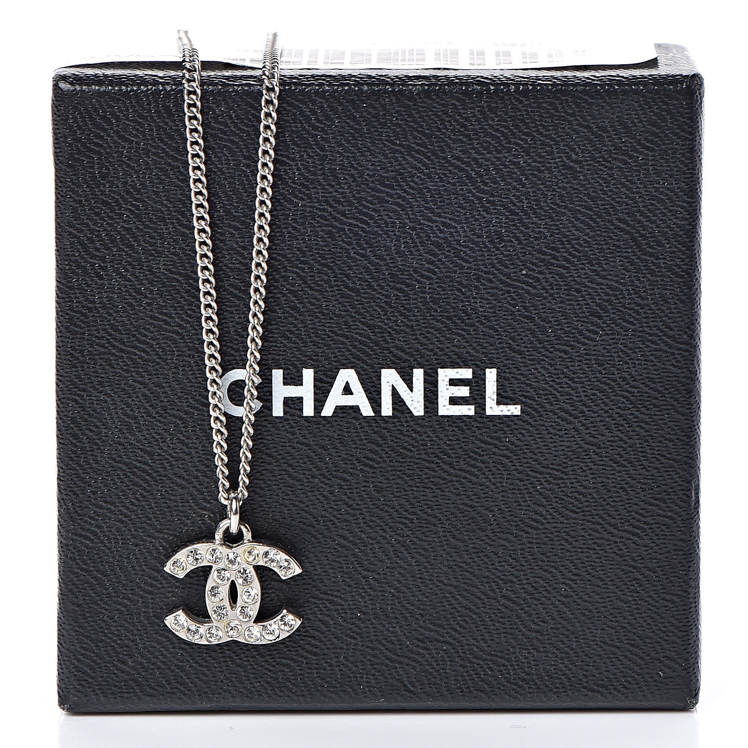 Chanel Crystal Timeless CC Necklace Silver 6 of 6