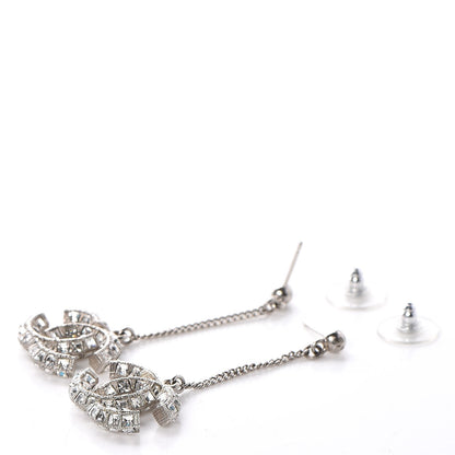 Chanel Baguette Crystal CC Drop Earrings Silver 2 of 3