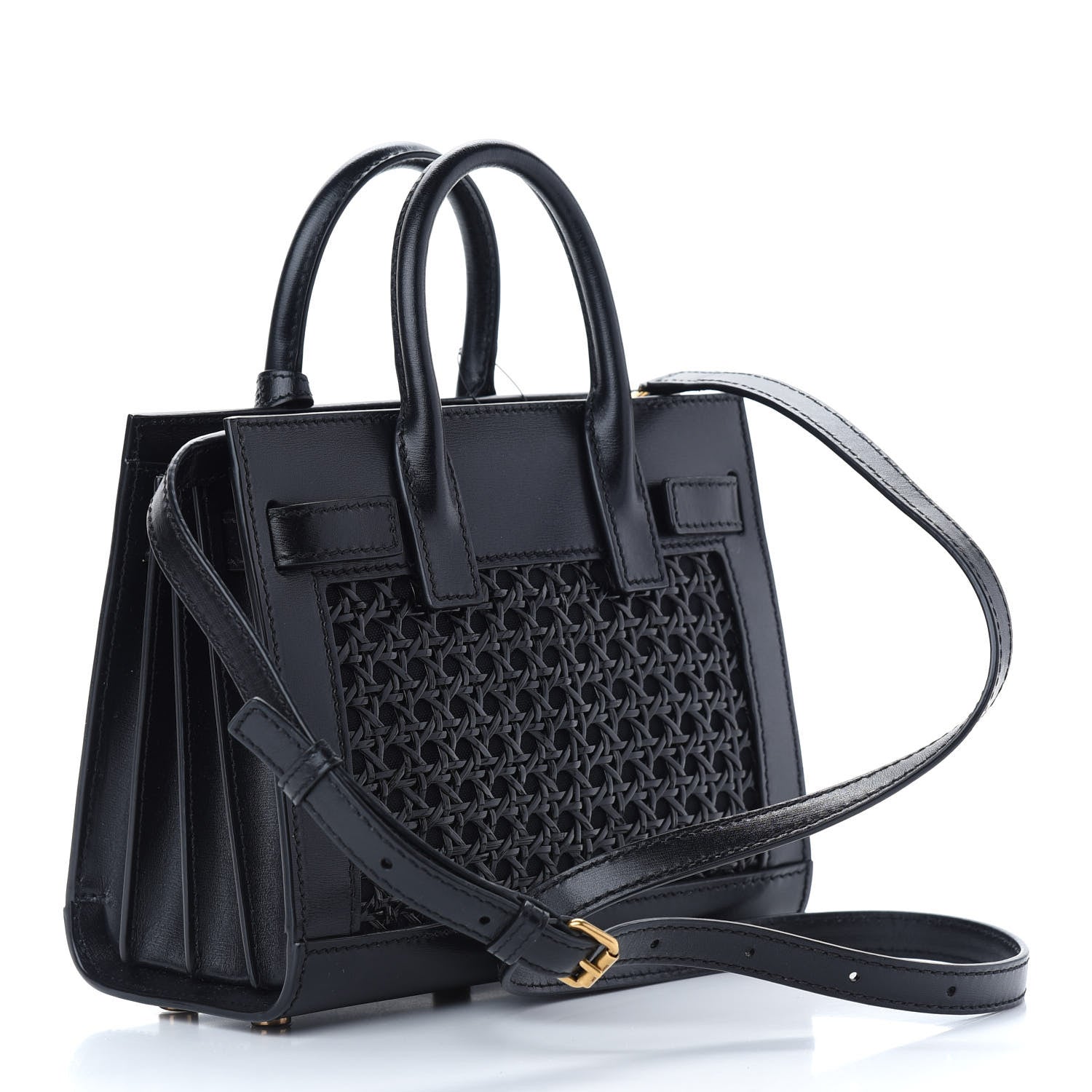 Saint Laurent Calfskin Paglia Palm Nano Sac De Jour Black 3 of 8