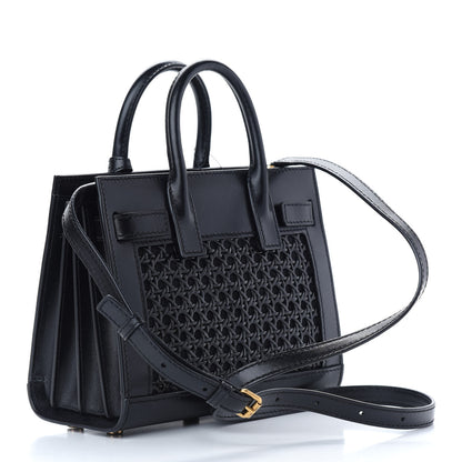 Saint Laurent Calfskin Paglia Palm Nano Sac De Jour Black 3 of 8