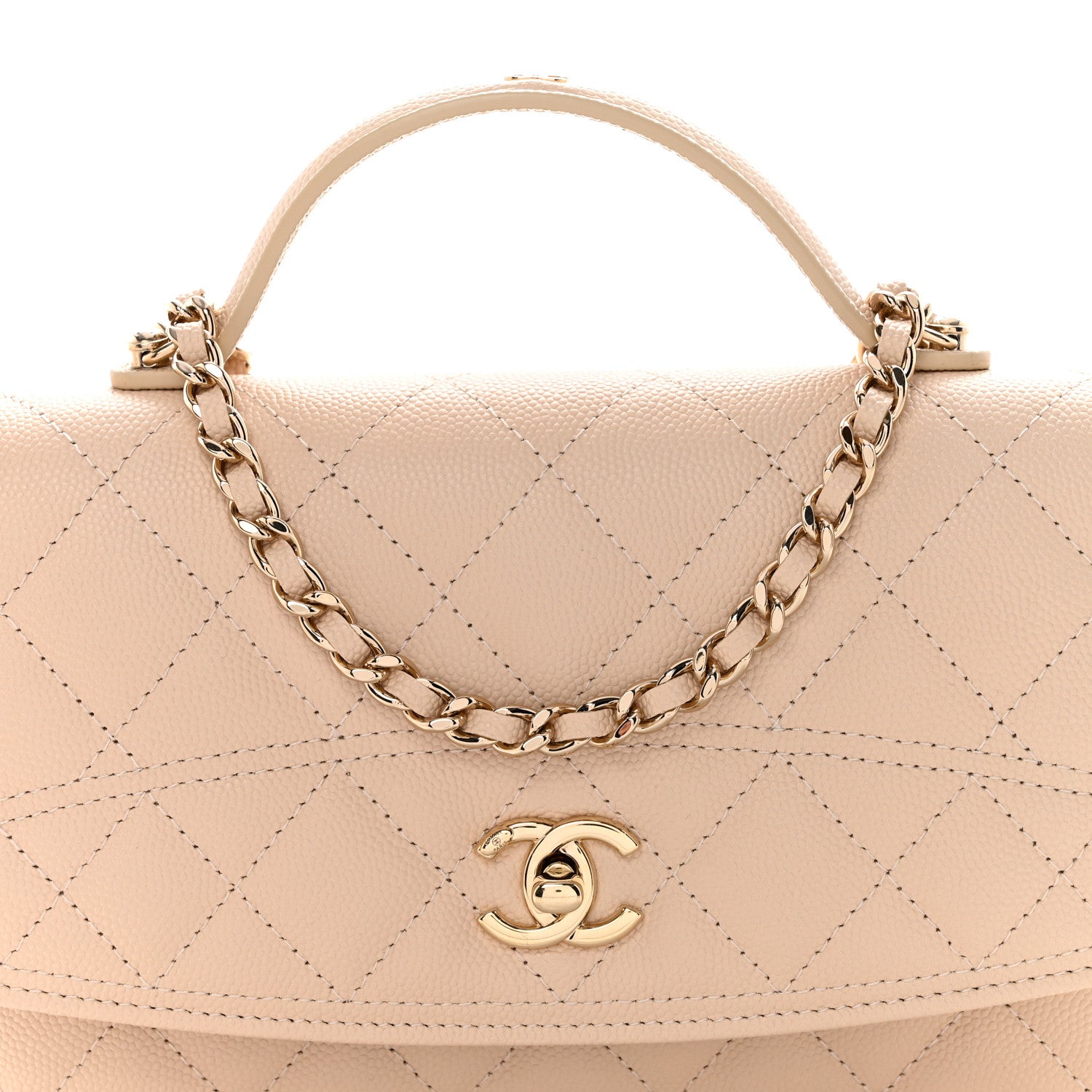 Chanel Caviar Quilted Trendy Handle Clutch With Chain Ecru 8 of 10