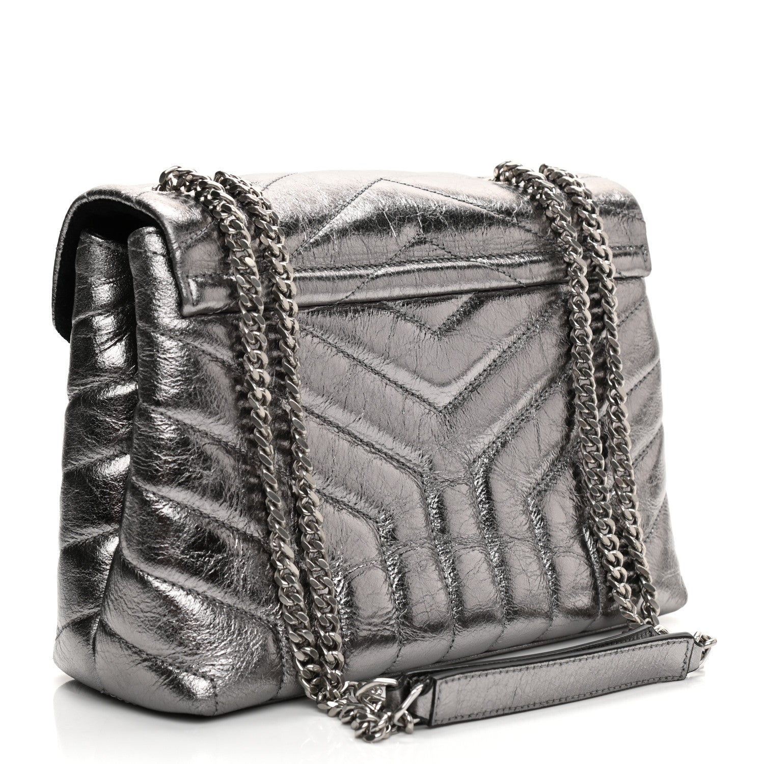 Saint Laurent Y Quilted Monogram Small Loulou Chain Satchel Acciaio 3 of 11