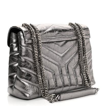 Saint Laurent Y Quilted Monogram Small Loulou Chain Satchel Acciaio 3 of 11