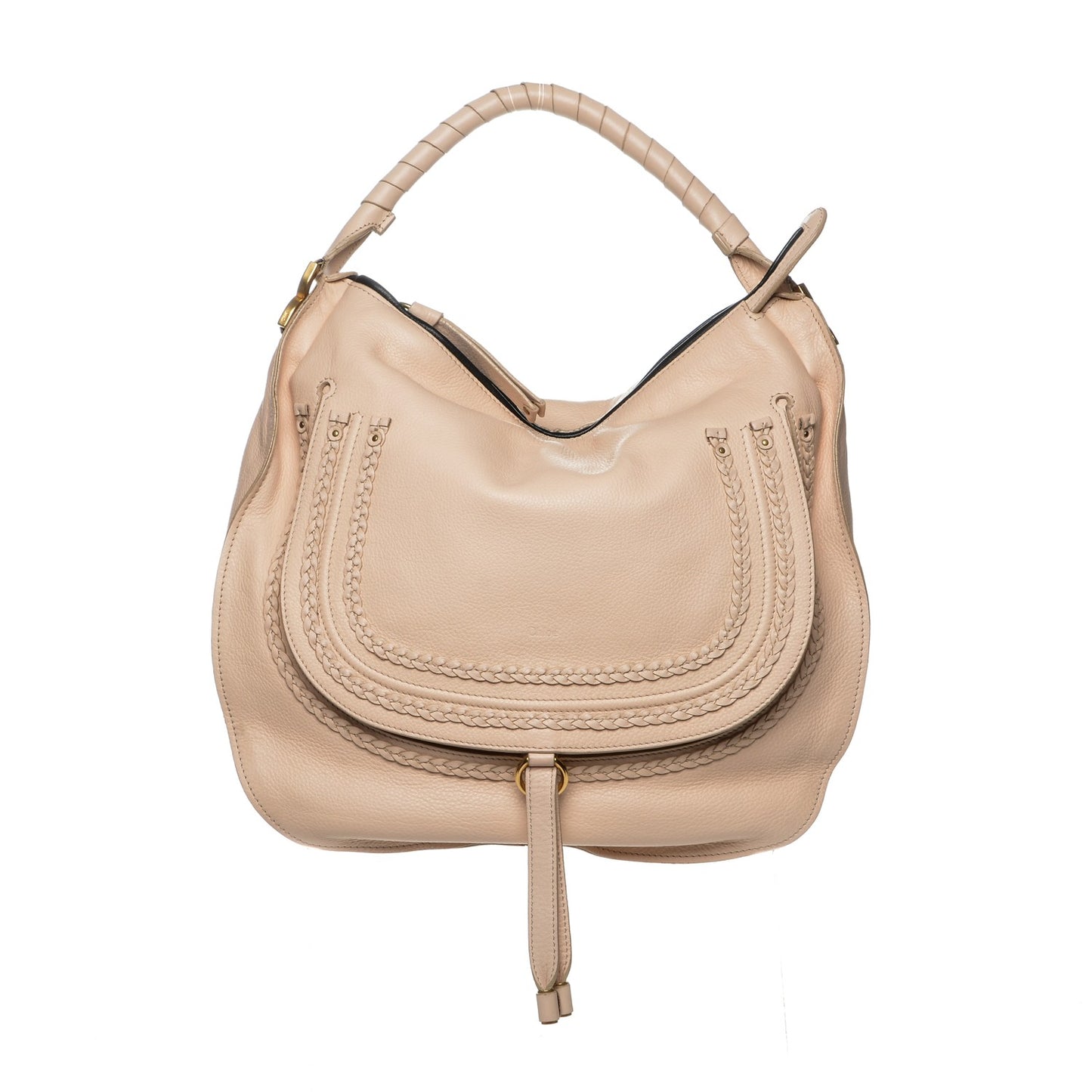 Calfskin Braided Large Marcie Hobo Pale Pink