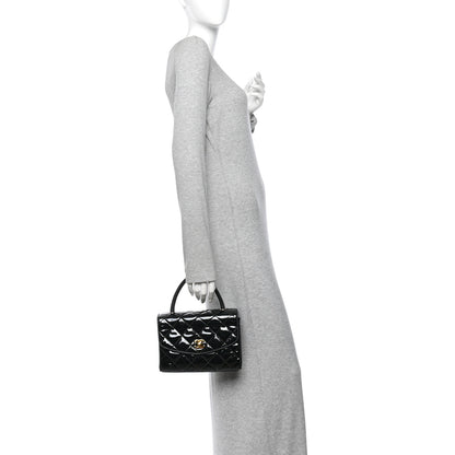 Chanel Patent Quilted Small Kelly Flap Bag Black 2 of 9