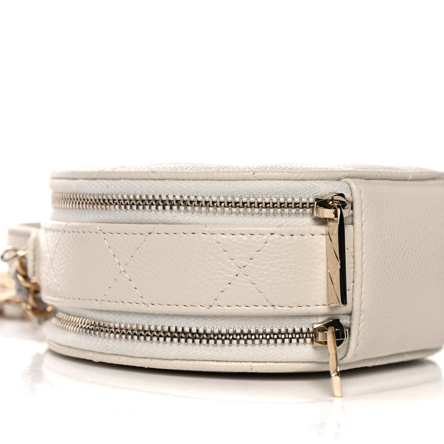 Chanel Caviar Quilted Round Handle With Care Vanity With Chain White 10 of 11