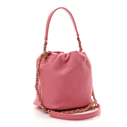 Chanel Lambskin Quilted Antique Signs Drawstring Bag Pink 3 of 10